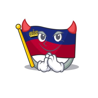 Şeytan bayrağı liechtenstein maskot masasının üzerinde katlandı
