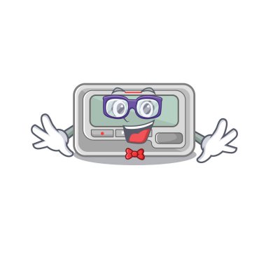 Çizgi film ahşap masanın üzerine yerleştirilmiş inek çağrı cihazı.