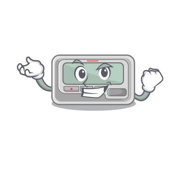 Çizgi film ahşap masanın üzerine başarılı bir çağrı cihazı yerleştirildi