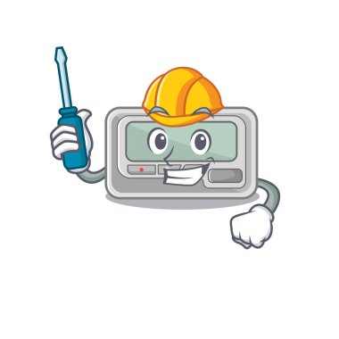 Karakterle izole edilmiş otomotiv çağrı cihazı çizgi filmi