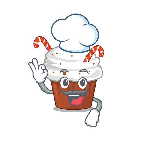 Pastel de Navidad Chef servido en plato de dibujos animados — Vector de stock