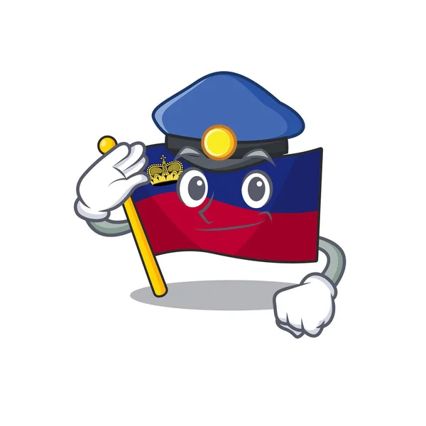 Polisflagga litstein maskot med isolerad karaktär — Stock vektor