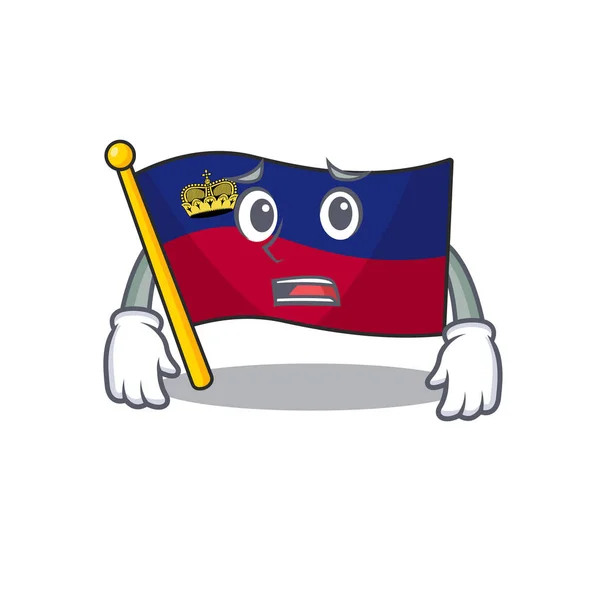 Bang vlag liechtenstein gevouwen boven mascotte tafel — Stockvector