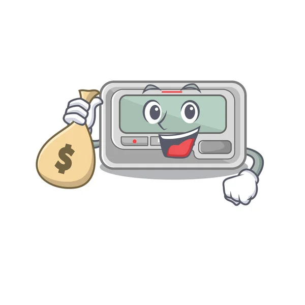 With money bag pager with in the mascot shape — Stock Vector