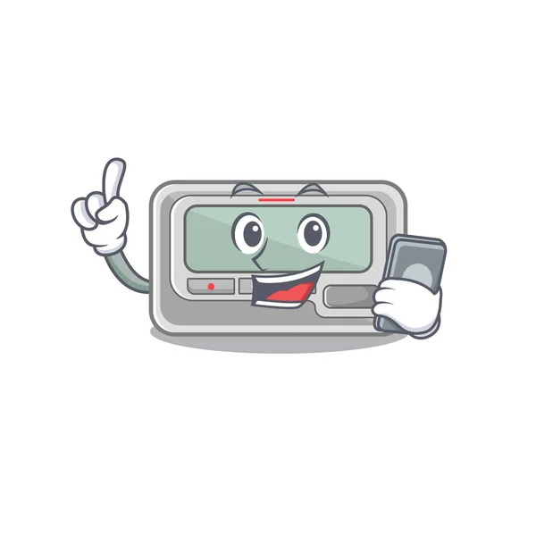 With phone pager with in the mascot shape — Stock Vector