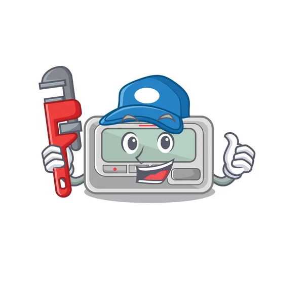 Plumber pager cartoon isolated with the character — Stock Vector