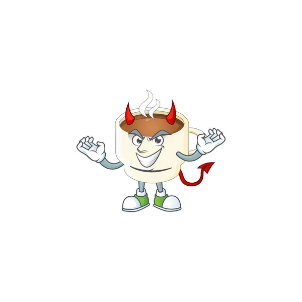 Diablo taza de café el personaje con la mascota — Vector de stock