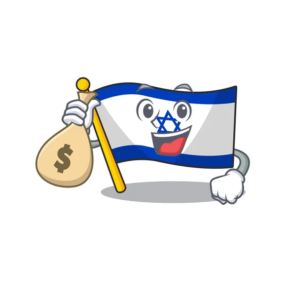 이 만화에 고립된 돈 가방을 들고 있는 이스라엘 — 스톡 벡터