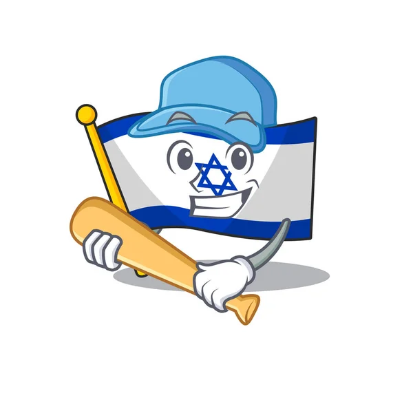 Grając w baseball flaga izrael izolowany z kreskówki — Wektor stockowy