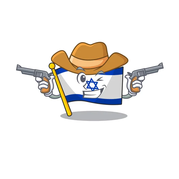 Cowboy flag israel isolated with the cartoon — Stock Vector