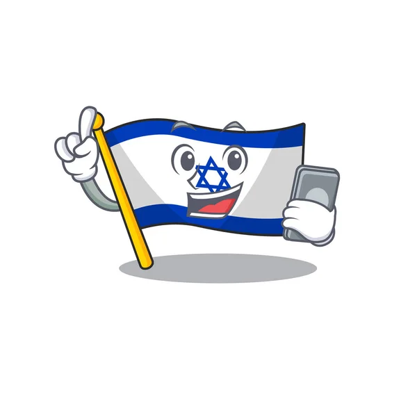 Avec drapeau de téléphone israël isolé avec la bande dessinée — Image vectorielle