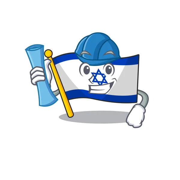 Bandiera dell'architetto Israele sventolato sul palo della mascotte — Vettoriale Stock