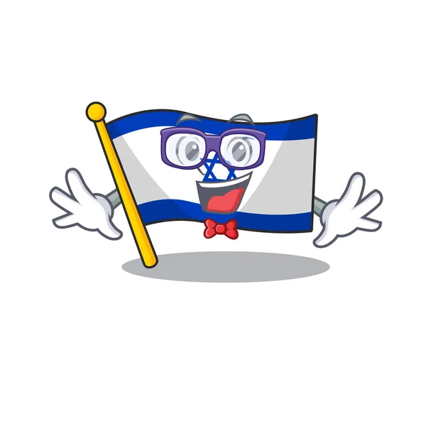 Bandeira Geek israel voou no mastro da mascote —  Vetores de Stock