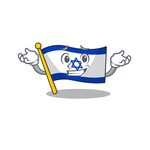 Grinning flag israele sventolato sul palo della mascotte — Vettoriale Stock