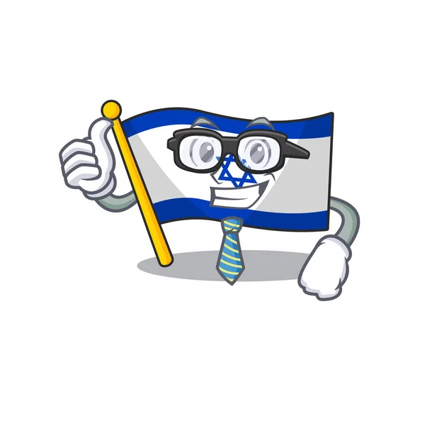 Bandera de hombre de negocios Israel ondeado en el poste de la mascota — Vector de stock