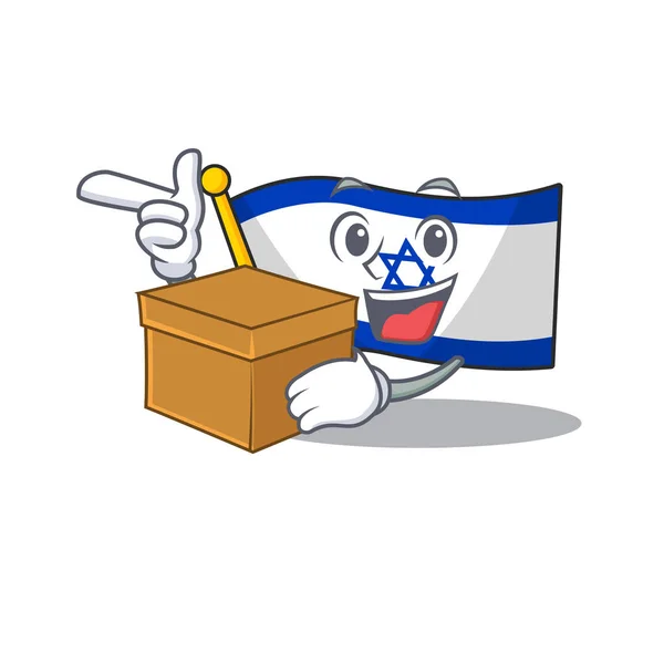 Con bandiera a scatola israeliana sventolata sul palo della mascotte — Vettoriale Stock
