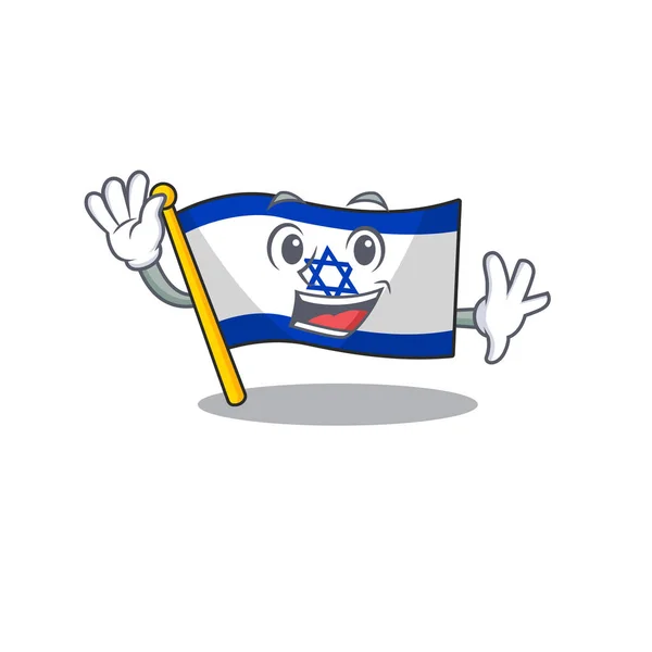 Sventolando bandiera israeliana sventolato sul palo della mascotte — Vettoriale Stock