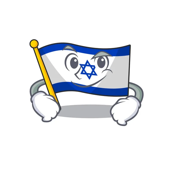 Bandeira de smirking israel voou no pólo da mascote — Vetor de Stock