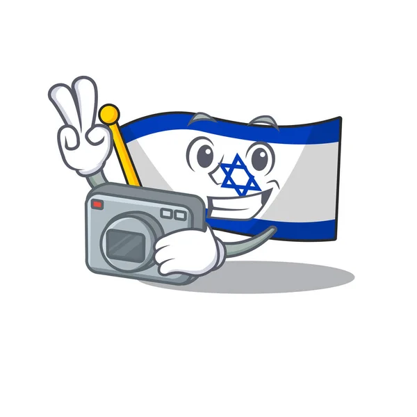 Fotografo bandiera israeliana con la forma del personaggio — Vettoriale Stock
