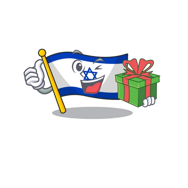 Mit geschenkflagge israel mit der charakterform — Stockvektor