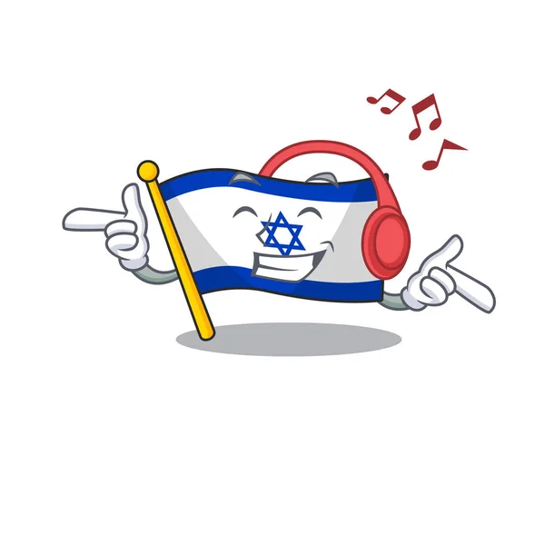 Прослушивание музыкального флага Израиля с символической формой — стоковый вектор
