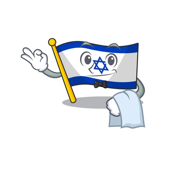 Bandiera del cameriere israele con la forma del personaggio — Vettoriale Stock