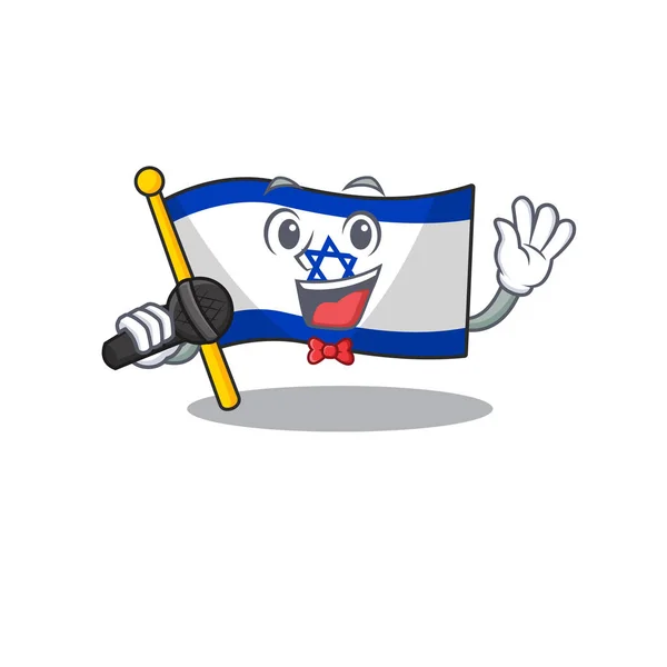 Karakter biçimli şarkı söyleyen İsrail bayrağı — Stok Vektör