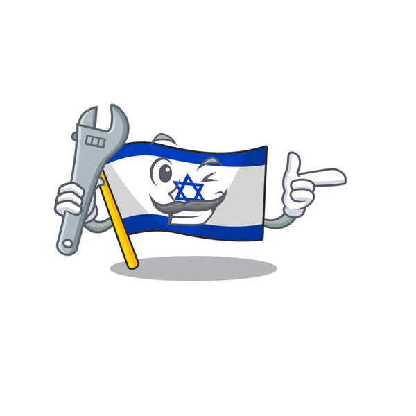 Bandera mecánica israel almacenada en armario de dibujos animados — Vector de stock