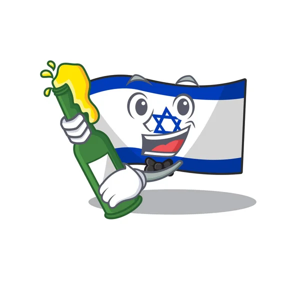 그림으로 된 찬장에 보관 된 맥주 깃발 과 함께 이스라엘 — 스톡 벡터
