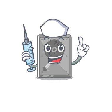 Hemşire sabit disk iç maskot izole çizgi film