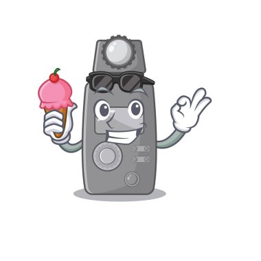 Karikatürle izole edilmiş dondurmalı ışık ölçeriyle.