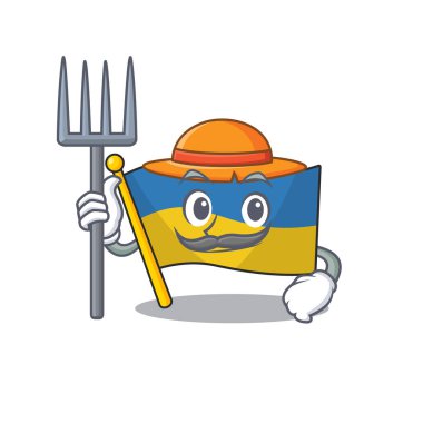 Çiftçi bayrağı Ukrayna çizgi filmi maskotu izole etti.