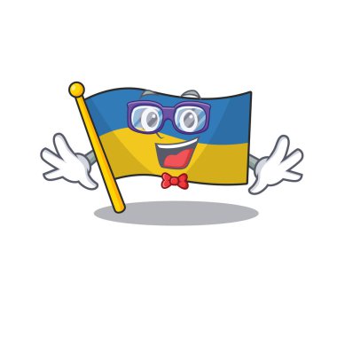 Ukrayna bayrağı karikatür direğinin üzerinde dalgalanıyor