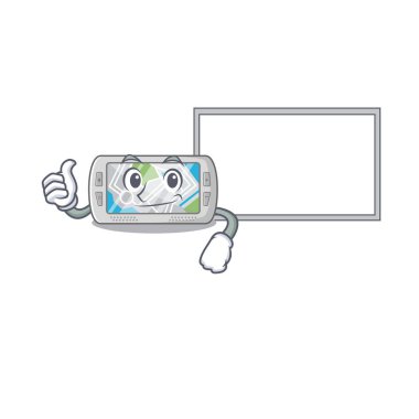 Çizgi filmdeki pano küresel konumlandırma sistemi ile başparmaklar yukarı