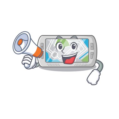 Çizgi filmdeki megafon küresel konumlandırma sistemiyle