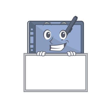 Çizgi filmdeki grafik tablet karakter ile sırıtış