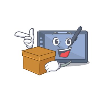 Şekil maskotlu kutu grafiği tablet karakteriyle