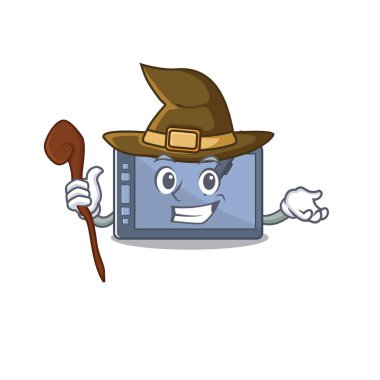 Çizgi filmde cadı grafik tableti izole edildi