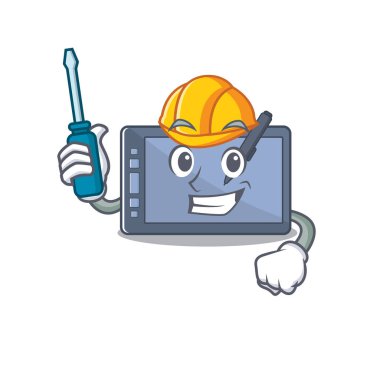 Maskot masasında otomotiv grafik tableti