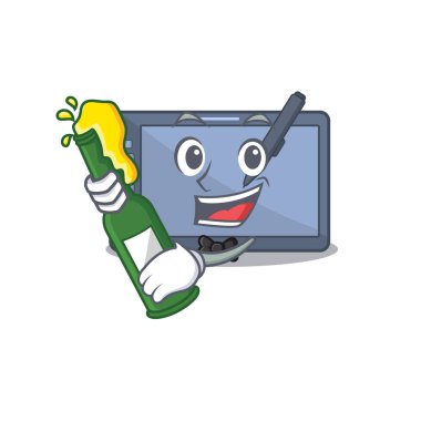 Maskot masasında bira grafikli tabletle