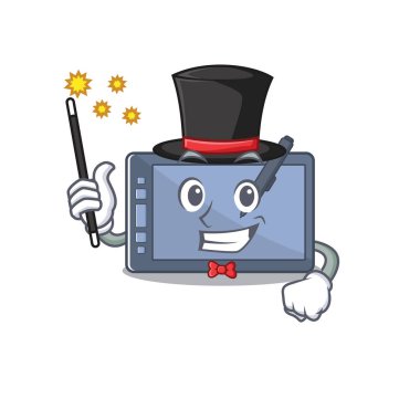 Maskot masasında sihirbaz grafik tableti