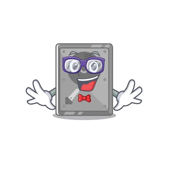 Geek disco rígido mascote interno isolado desenhos animados — Vetor de Stock