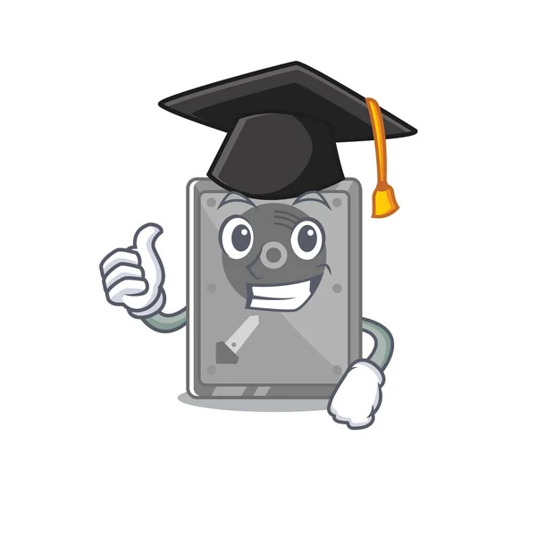 Graduation hard drive internal mascot isolated cartoon — ストックベクタ