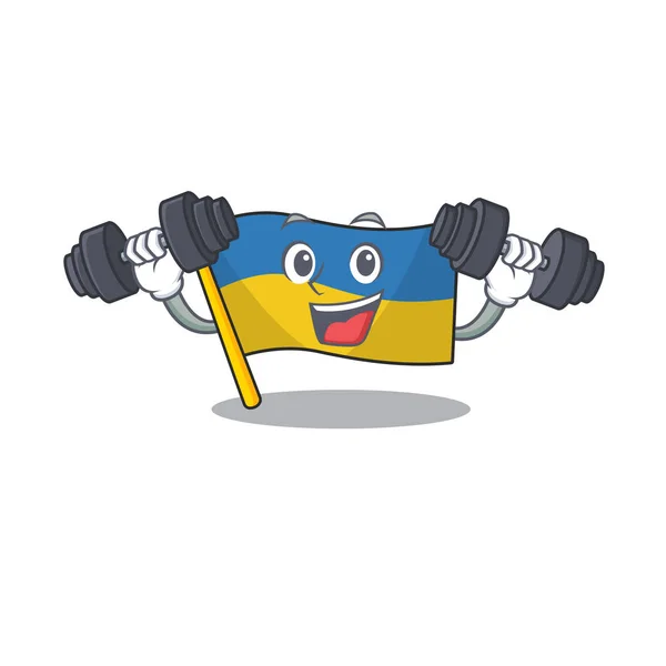 Fitness bandiera ucraina cartone animato isolato la mascotte — Vettoriale Stock