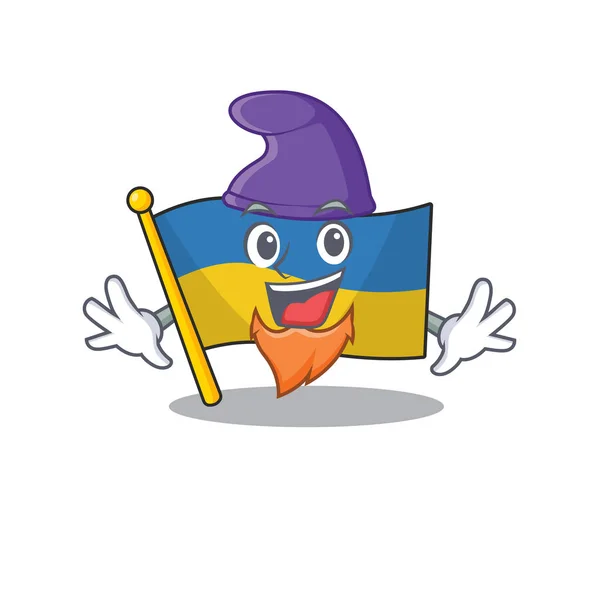 Elfo bandiera ucraina cartone animato isolato la mascotte — Vettoriale Stock