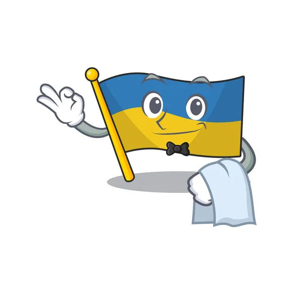 Офіціант Прапор Украйн в образі персонажа — стоковий вектор
