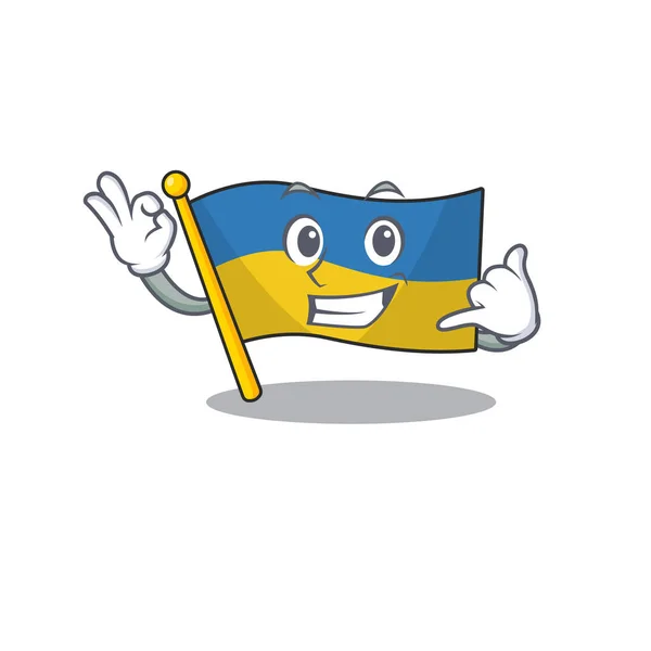Chiamami bandiera ucraina piegata nel cassetto dei personaggi — Vettoriale Stock