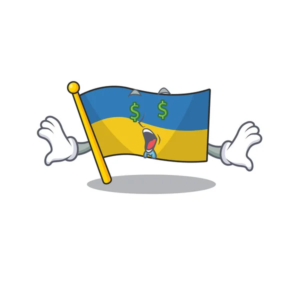 Drapeau oeil d'argent ukraine plié dans le tiroir de caractère — Image vectorielle