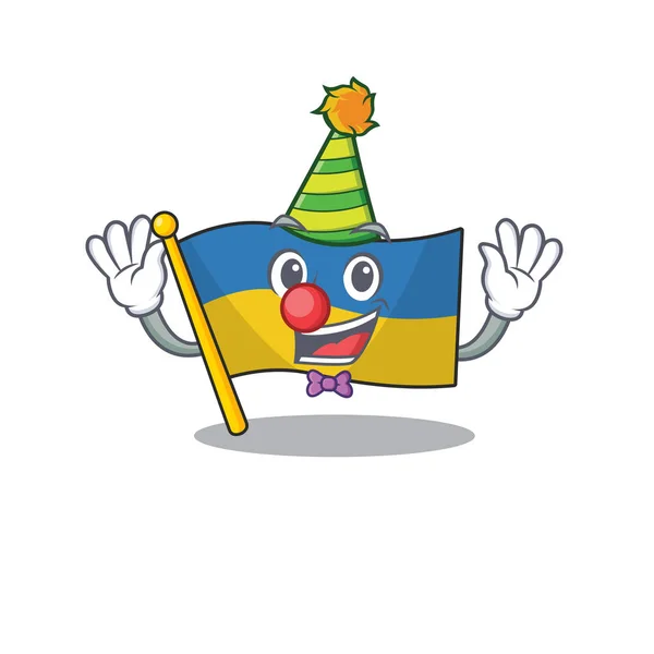 Bandiera clown ucraina piegato nel cassetto carattere — Vettoriale Stock