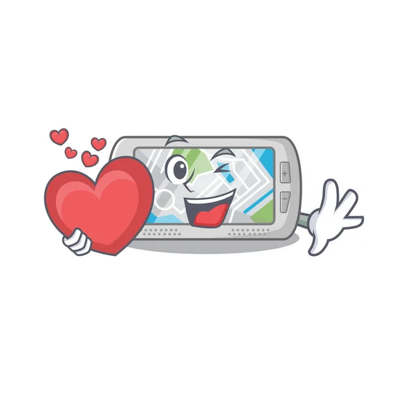 With heart global positioning system with mascot shape — ストックベクタ